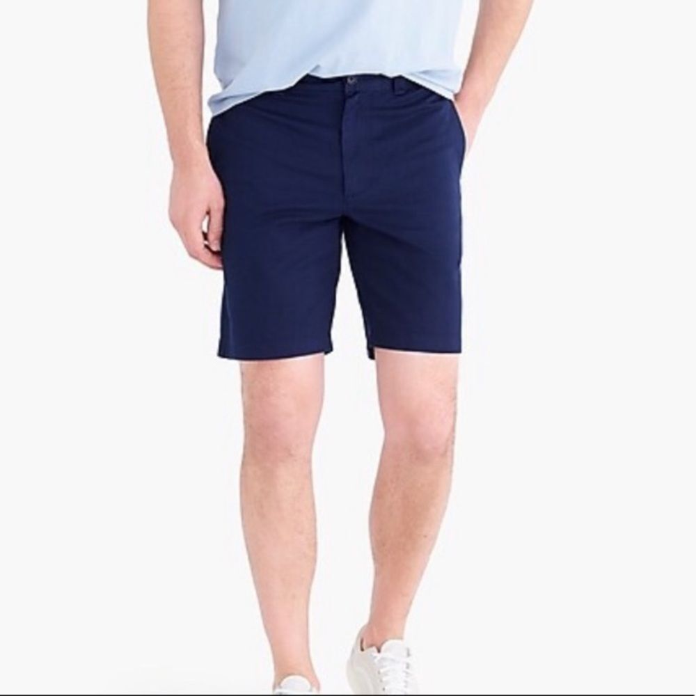 NWT J. Crew Men's Flat Front Chino Gramercy Shorts 31W Navy Blue Summer Preppy